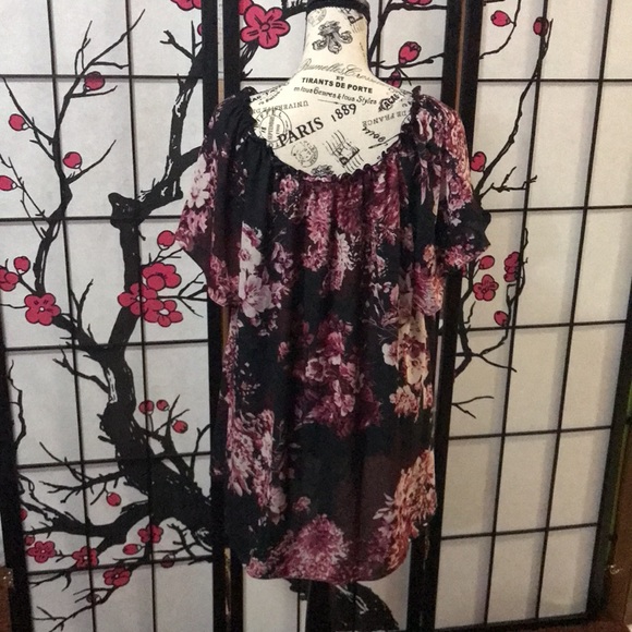 Sami & Jo Plus womens top size 2X blue with pink flowers - Picture 5 of 6